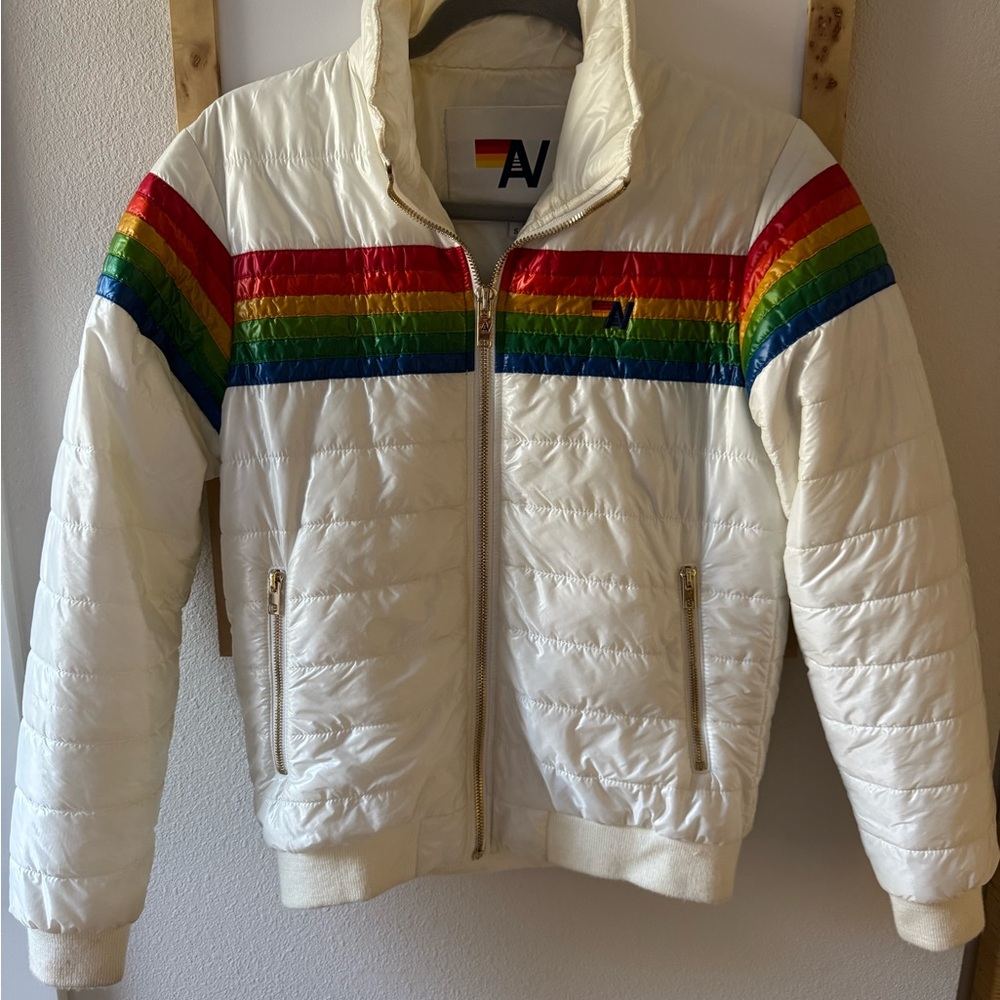 Aviator Nation 6 STRIPE JACKET - GLOSSY WHITE